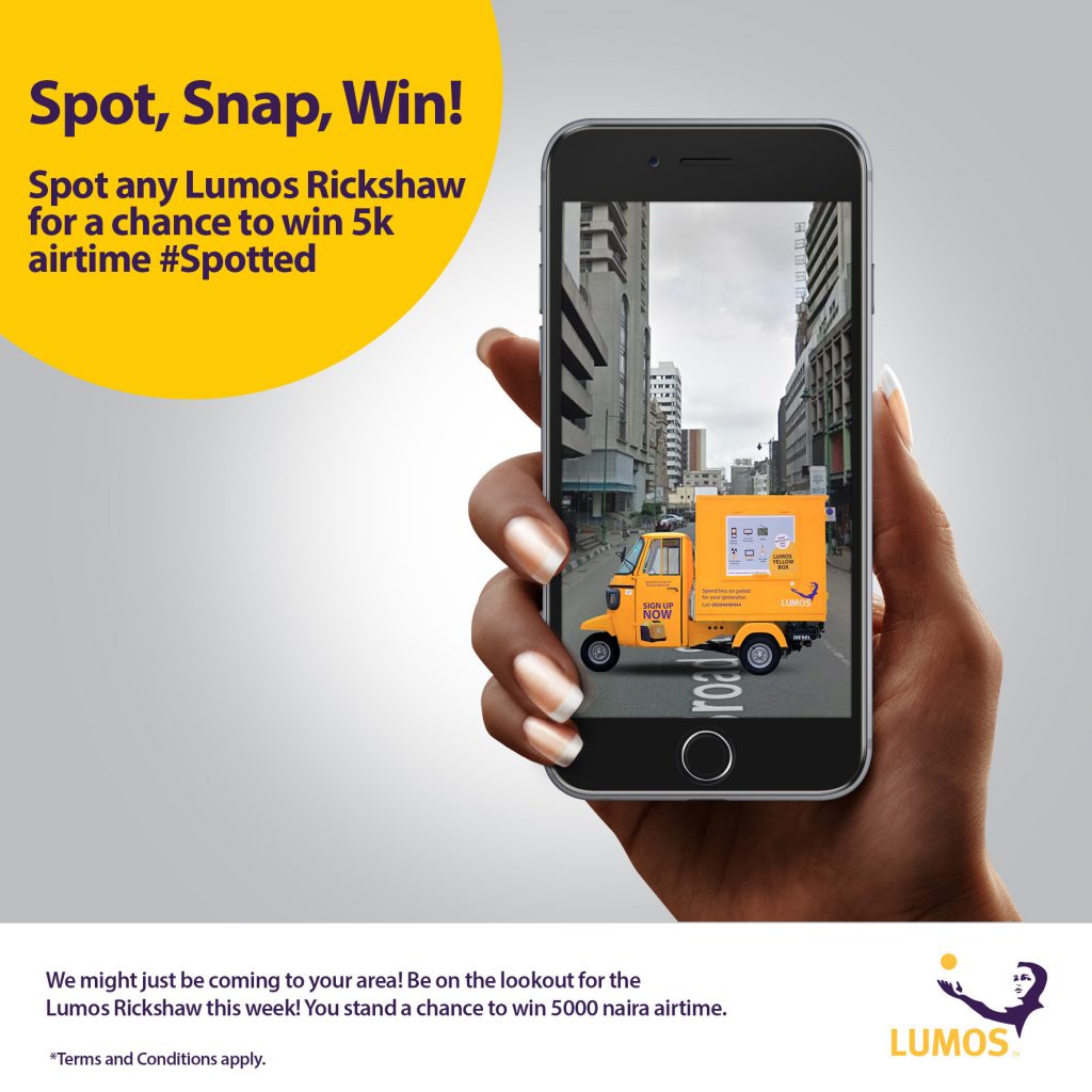 You Could Win N5,000 Airtime when you Spot the Lumos Rickshaw