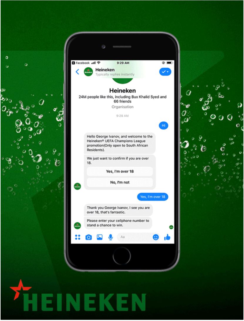 Facebook chatbot world first for Heineken South Africa