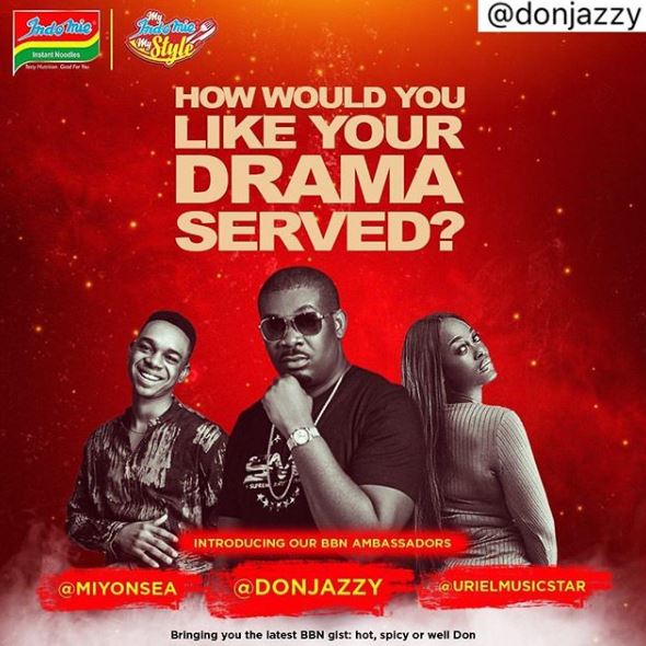 Don Jazzy, Miyonse, Uriel unveiled as Indomie BBN Ambassadors