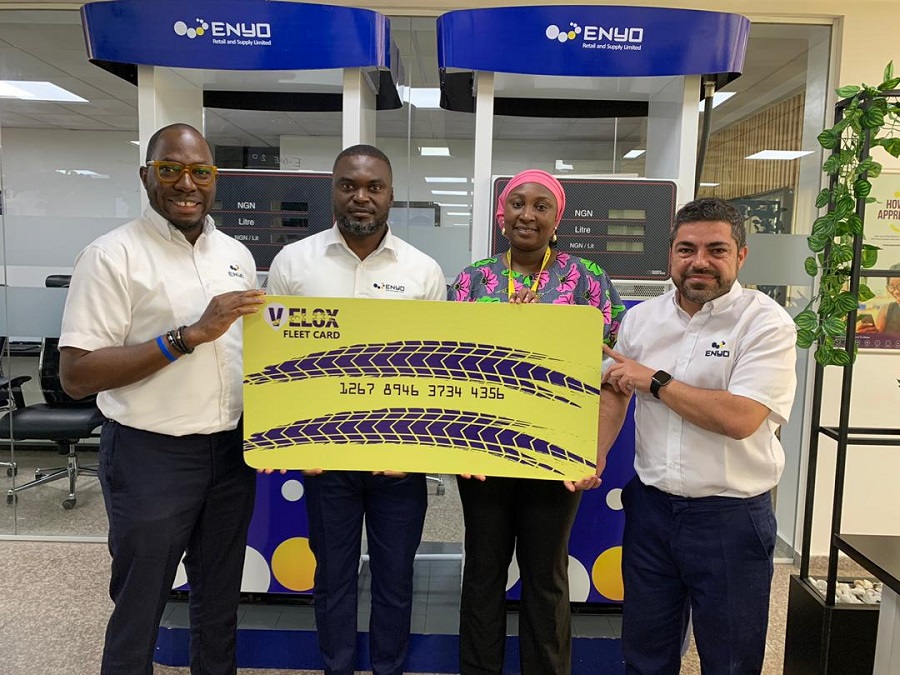L-R: Chief Executive Officer Enyo Retail and Supply, Mr. Abayomi Awabokun; Corporate Development Lead, Enyo Retail and Supply, Mr. Olabanjo Alimi; Sales and Marketing Lead, Enyo Retail and Supply; Mrs. Habiba Abubakar; and Chief Financial Officer, Enyo Retail and Supply Mr. Fernando Madeira, during the unveiling announcement of Velox in Lagos,,, recently