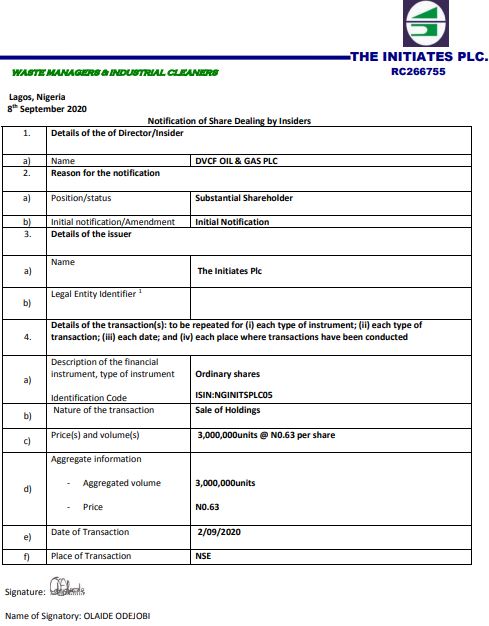 Insider Dealing: Again, DVCF Oil & Gas dumps more shares in The Initiates Plc