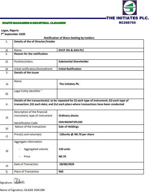 Insider Dealing: Again, DVCF Oil & Gas dumps more shares in The Initiates Plc