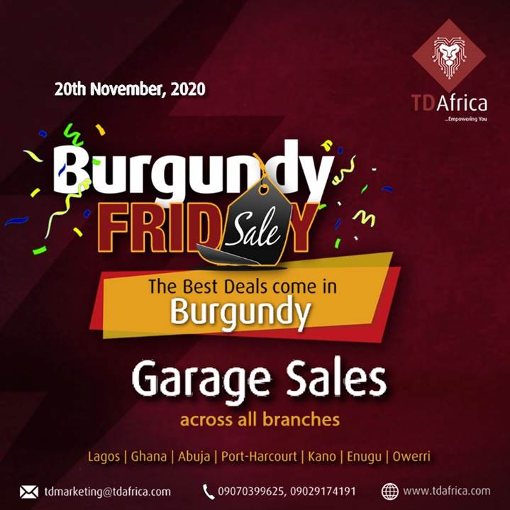 TD Burgundy Brandspurng TD Africa set for nationwide Garage sale on Friday