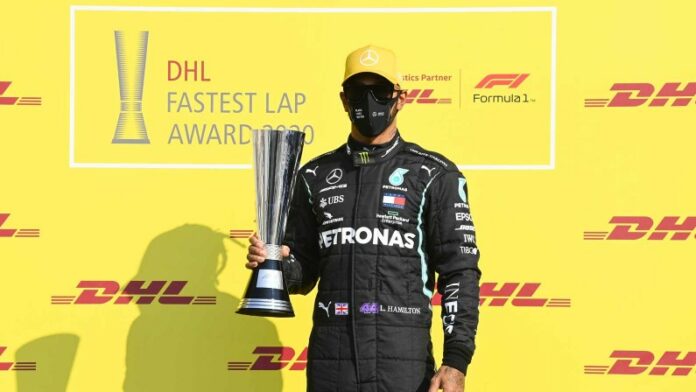 DHL presents awards to world champion Lewis Hamilton and Aston Martin Red Bull Racing for record times Brandspurng