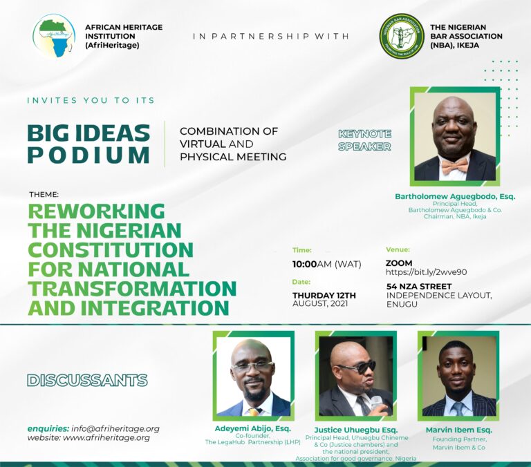 Nigerian Constitution: AfriHeritage Partners NBA Ikeja for Big Ideas Podium