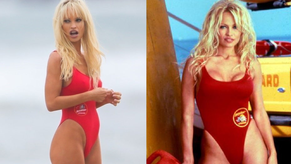 Lily James stuns in iconic red 'Baywatch' swimsuit as Pamela Anderson for TV series | Fox News