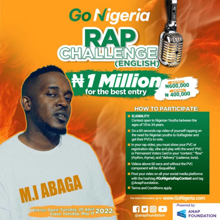 GoNigeria English Language Rap Challenge Offers Youths a N1m Star Prize