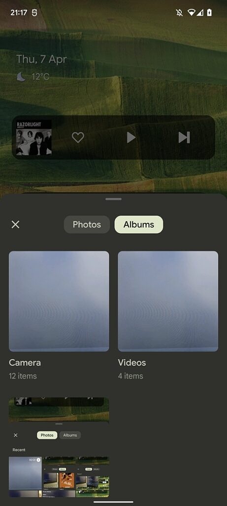 Android photo picker pop up