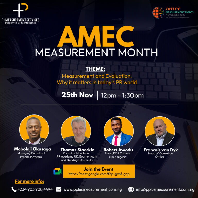 P+ Hosts AMEC Measurement Month To Enlighten Communications Professionals In Nigeria