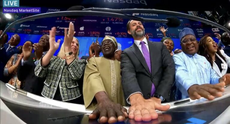 Tinubu Rings Closing Bell At NASDAQ, Calls For Foreign Investment In Nigeria