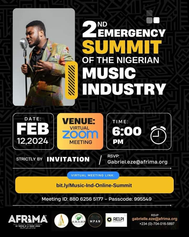 AFRIMA, PMAN, MPAN, RELPI, AMAMN, Others Hold 2nd Emergency Summit On The Nigerian Music Industry Today