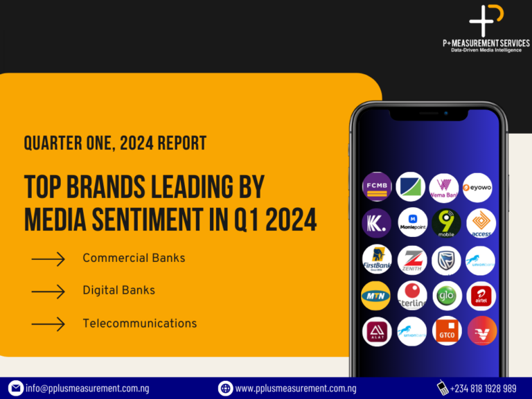 P+ Measurement Services Reveals Q1 2024 Media Sentiment Report: Commercial Banks, Fintech, And Telcos Shine Amid Naira Fluctuations