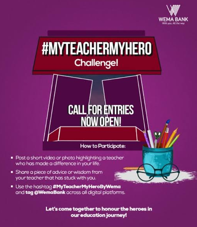 Wema Bank Shakes The Educational Sector With “MyTeacherMyHero” Challenge