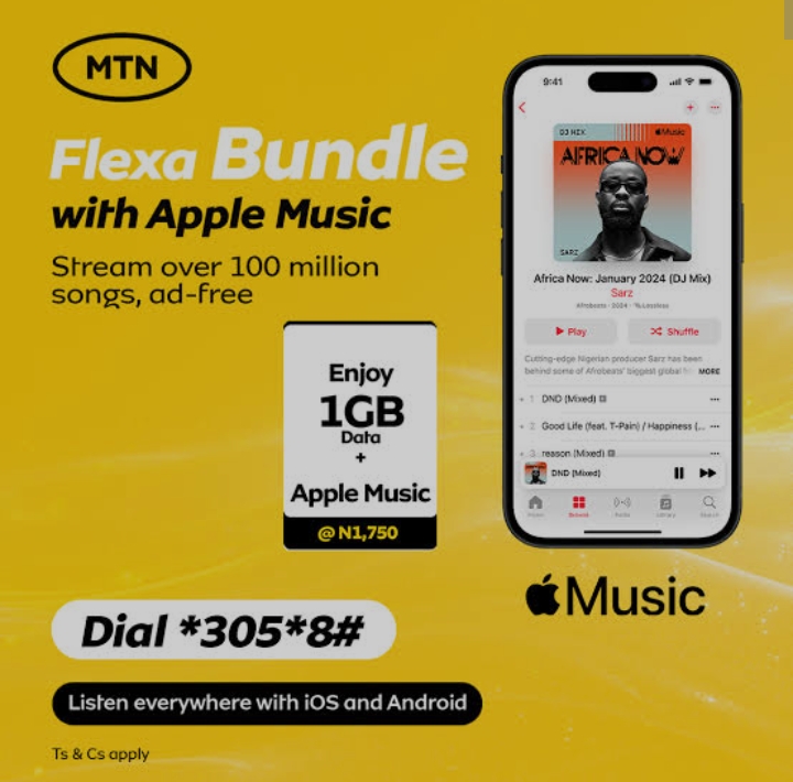 Apple Music, MTN’s Flexa Bundle Set To Meet All Genre Of Listeners Taste