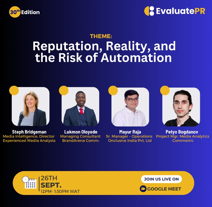 30TH EDITION OF EvaluatePR To Explore How AI And Automation Are Redefining Reputation And Reality In Communications