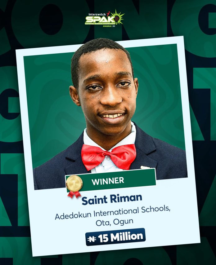 20260126_134139 16-Year-Old Saint Riman Wins ₦35 Million Scholarship At InterswitchSPAK 7.0 National Science Competition