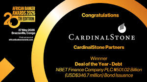 CardinalStone Wins Debt Deal Of The Year At African Banker Awards 2026 For ₦501 Billion Power Sector Bond