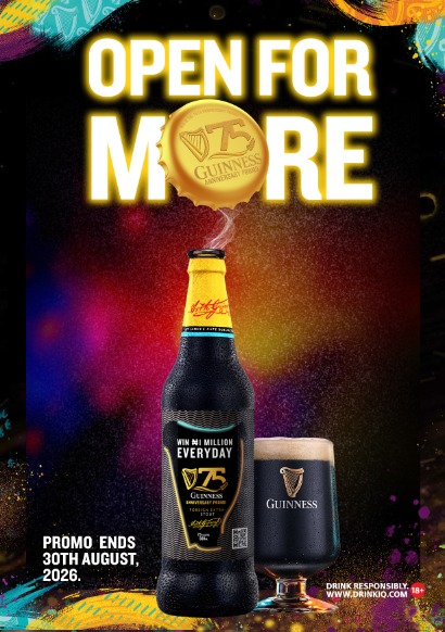 Guinness Open for More ₦1 Million Daily: Guinness Rolls Out Nationwide Consumer Rewards Promotion
