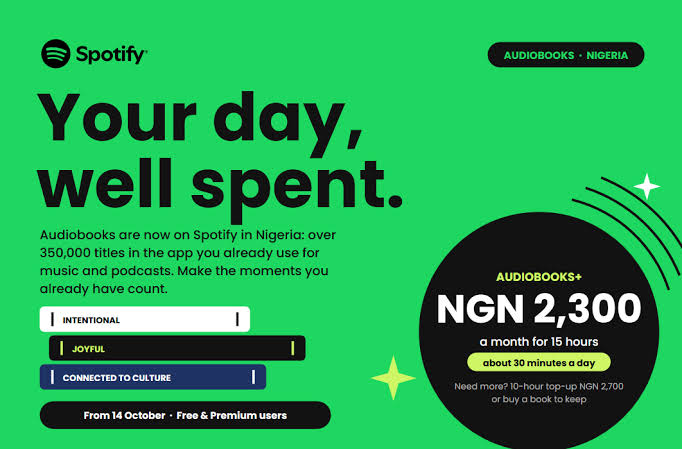 Spotify Brings Audiobooks To Nigeria With ₦2,300 Monthly Subscription